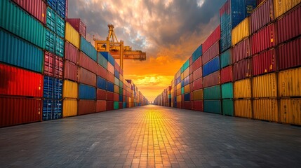 Fototapeta premium Container industrial yard shipping Export Logistic