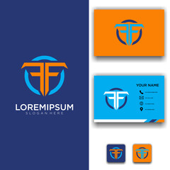 symbol letter ff circle triangle modern logo