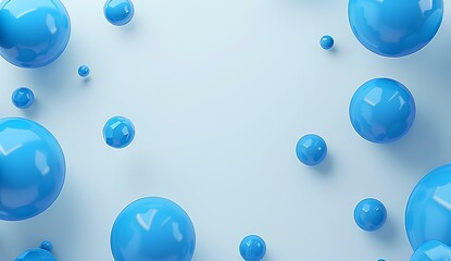 Fototapeta premium Abstract blue background with balls, 3D rendering. Minimal geometric pattern for banner design, poster or presentation. Close up view of abstract ball shapes on a blue background. 