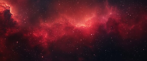 Obraz premium Red nebula with stars in a dark night sky.