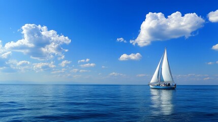 Fototapeta premium Setting sail, sailing, future vision, dream, new starting point, ready to sail, vast ocean, starting point, dream realization, starting line, inspiration, create unlimited, new chapter, vast sky, turb