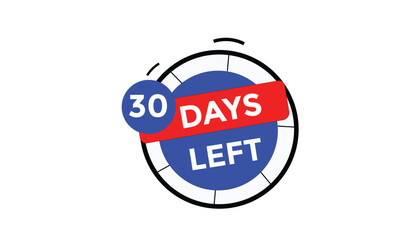 30 days left Countdown number banner templates. time icon. Vector Illustration 
