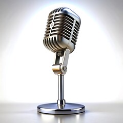 Antique microphone on chrome surface Broadcasting stage performance generative AI