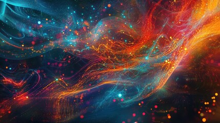 Fototapeta premium Abstract Red, Blue and Orange Light Trails with Bokeh Background.