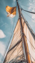 Obraz premium Setting sail, sailing, future vision, dream, new starting point, ready to sail, vast ocean, starting point, dream realization, starting line, inspiration, create unlimited, new chapter, vast sky, turb