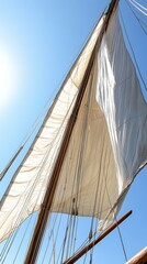 Fototapeta premium Setting sail, sailing, future vision, dream, new starting point, ready to sail, vast ocean, starting point, dream realization, starting line, inspiration, create unlimited, new chapter, vast sky, turb