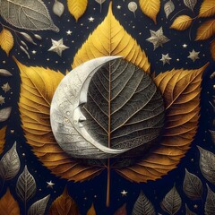 background with leaf and moon