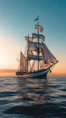 Obraz premium Setting sail, sailing, future vision, dream, new starting point, ready to sail, vast ocean, starting point, dream realization, starting line, inspiration, create unlimited, new chapter, vast sky, turb