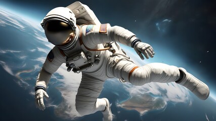 3D Realistic Astronaut Falling Towards Earth | Photorealistic Textures, Dramatic Lighting, and Atmospheric Effects
