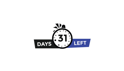 31 days left Countdown number banner templates. time icon. Vector Illustration 
