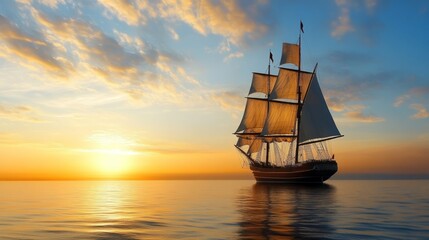 Obraz premium Setting sail, sailing, future vision, dream, new starting point, ready to sail, vast ocean, starting point, dream realization, starting line, inspiration, create unlimited, new chapter, vast sky, turb