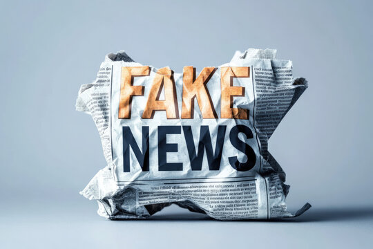 Explore a creative visual representation of misinformation through a crumpled newspaper featuring the text "FAKE NEWS" addressing contemporary media issues.
