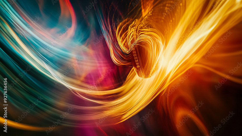 Poster bright swirling patterns in vibrant colors with abstract shadows