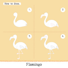 How to draw Drawing tutorial for children. step by step a Flamingo