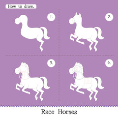 How to draw Drawing tutorial for children. step by step a Race Horses