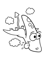 Cute Silly Dinosaur Vector Illustration Coloring Page Art