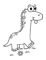 Cute Silly Dinosaur Vector Illustration Coloring Page Art
