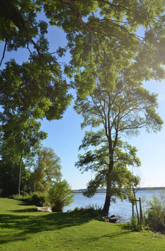 Idylle am M&uuml;ritzsee mit Blick zum Hafen in Klink