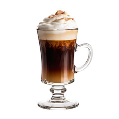 Luxurious Irish Coffee Topped with Whipped Cream and Chocolate.
