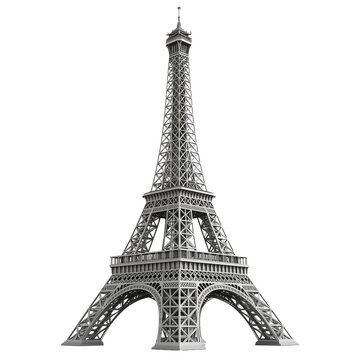 Eiffel Tower in Paris, Europe. Isolated on transparent background, PNG.
