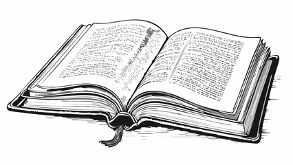 Obraz premium Open Book Sketch - Knowledge Study Draw Education School Dictionary Law Library Paper Note Notebook Manuscript 