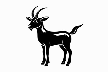  Sketch of a goat silhouette black vector art illustration