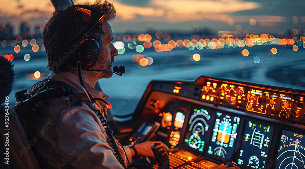 Poster air traffic controllers working together to help planes take off. generative ai.