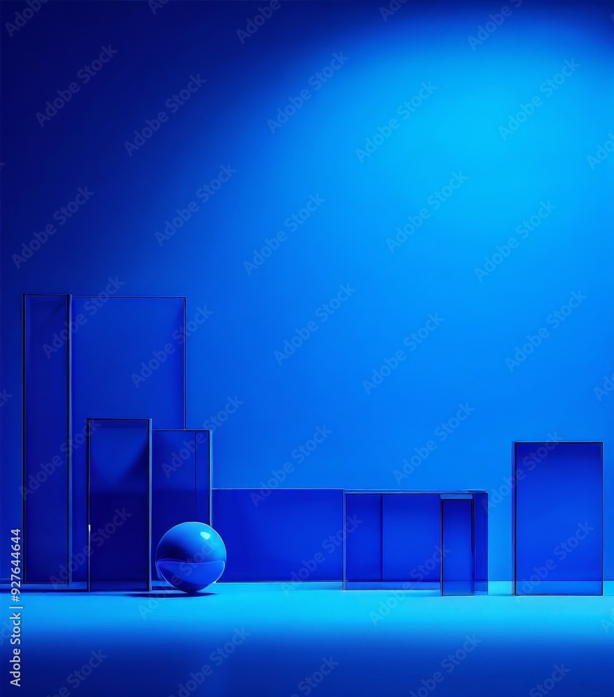 Poster blue background with sphere and