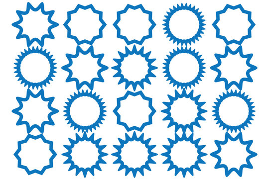 Set of sale sticker, price tag, starburst, quality mark, sunburst badges, retro stars. Flat vector design elements. Starburst speech bubbles or attention grabber set