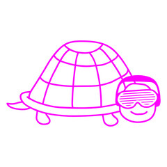 Fototapeta premium Funny Music Walking Turtle Tortoise Pet DJ Cute Sweet Face Drawing Animal Headphone Sunglasses Party Night Dancing Clubber Raver Comic Humor Cartoon Cool Fun Sound Disco Club Festival Concert Lover