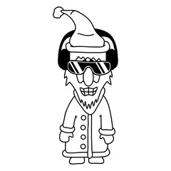 Funny Music Santa Claus DJ Christmas Winter Face Smiling Grinning Cheeky Headphone Sunglasses Party Night Dancing Clubber Raver Comic Humor Cartoon Cool Fun Sound Disco Club Festival Concert Lover