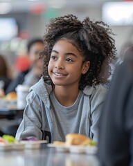 student in school canteen
