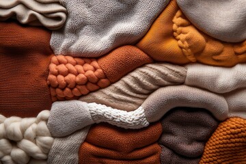 A close-up of textured fabric featuring warm colors and intricate patterns, ideal for textile and design projects.