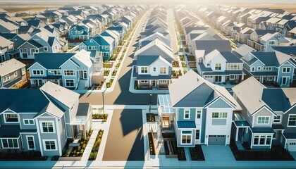 Construction in new developing suburban area Development of residential housing in American suburbs Real estate market 