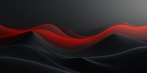Abstract black and red flowing waves.