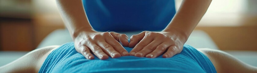 Manual Therapy for Back Pain Relief Therapist's Hands Applying Pressure to Relieve Discomfort and Improve Mobility, A Relaxed Patient Receives Expert Treatment