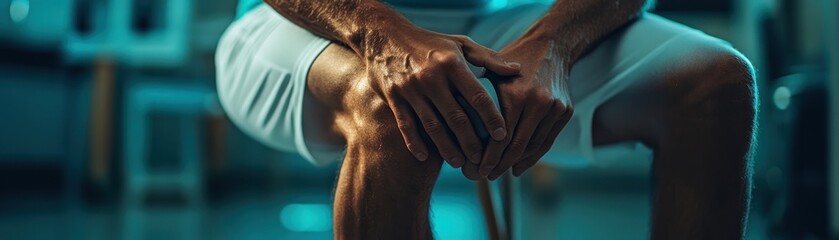 Fototapeta premium Physical Therapy Exercises Patient Performing Mobility and Strength Training with Hands-on Manual Therapy in a Clinical Setting This image showcases the importance of personalized care and the role