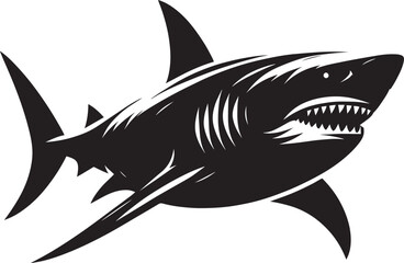 Big Shark Silhouette isolated on white background Minimalist shark vector shape