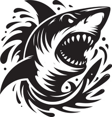 Big Shark Silhouette isolated on white background Minimalist shark vector shape