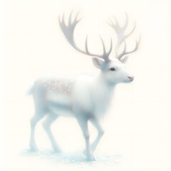 흰 배경, 순록, 파스텔화 (White background, reindeer, pastel painting)