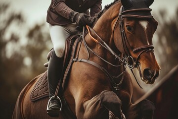 Show Jumping Competitor and Horse in Elegant Gear