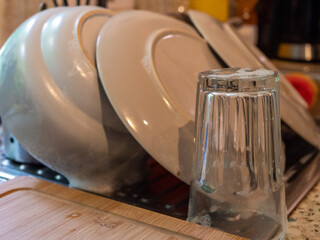 Clean dishes left out to dry up