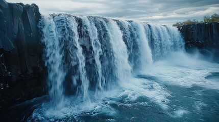 Water, waterfall. Generative AI.