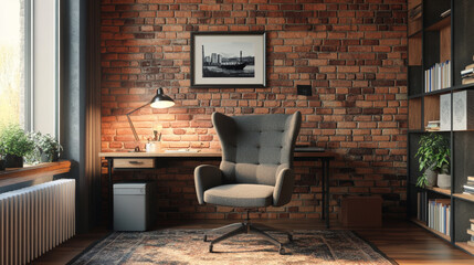 The brick wall and panel background add a touch of character. --ar 16:9 --v 6.1 Job ID: 2183b9fc-36b8-4929-b96d-e872231cc17c