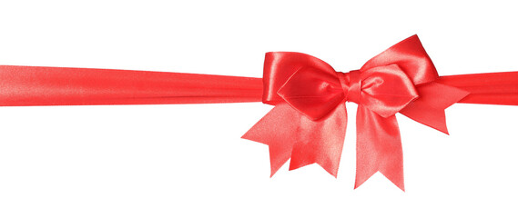 Beautiful red ribbon with bow isolated on white