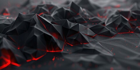 Abstract geometric background with red glowing lines.
