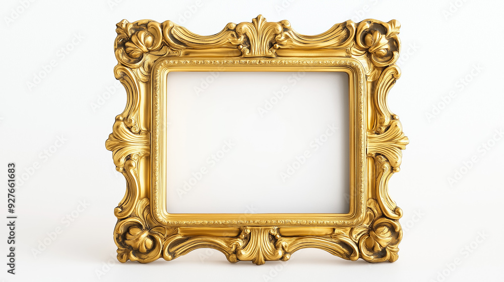 Aufkleber close up of an antique ornate picture frame with intricate gold detailing and floral patterns isolat