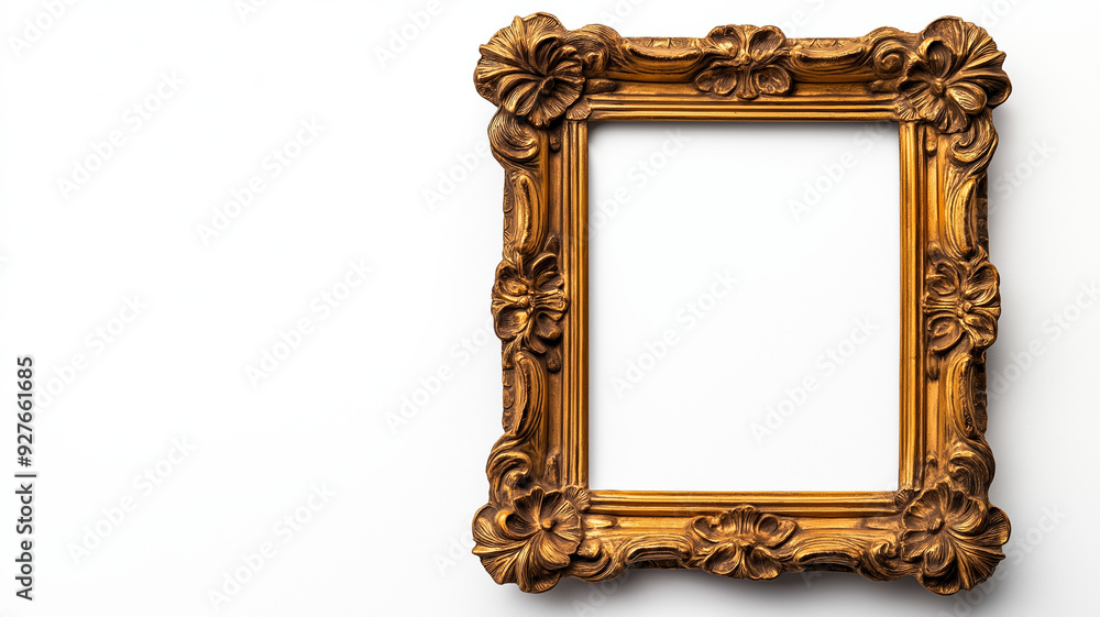 Aufkleber close up of an antique ornate picture frame with intricate gold detailing and floral patterns isolat