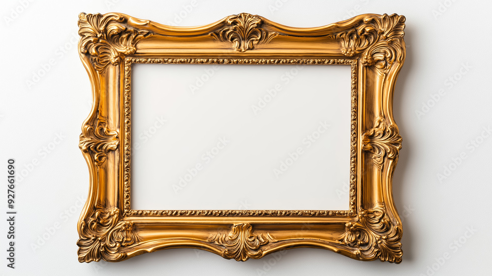 Aufkleber close up of an antique ornate picture frame with intricate gold detailing and floral patterns isolat
