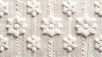 Cozy cable knit texture in cream with subtle snowflake patterns festive Christmas warmth classic sweater feel perfect for holiday greetings 